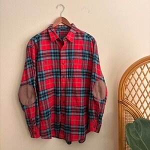 Modern Authentic Pendleton Woolen Mills Hawthorne Leather Elbow Patch Flannel L